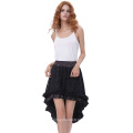 Belle Poque Vintage Retro Lace Satin Elastic Waist Asymmetrical High-Low Black Skirt BP000329-1